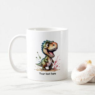 Caneca De Café Tiranossauro Rex Personalizado com Efeito de Aquar