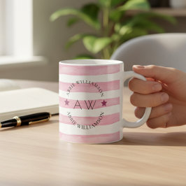 Caneca De Café tiras cor-de-rosa na moda personalizadas