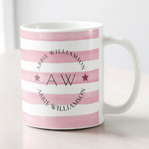 Caneca De Café tiras cor-de-rosa na moda personalizadas