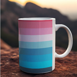 Caneca De Café Tiras de cores azuis e rosa