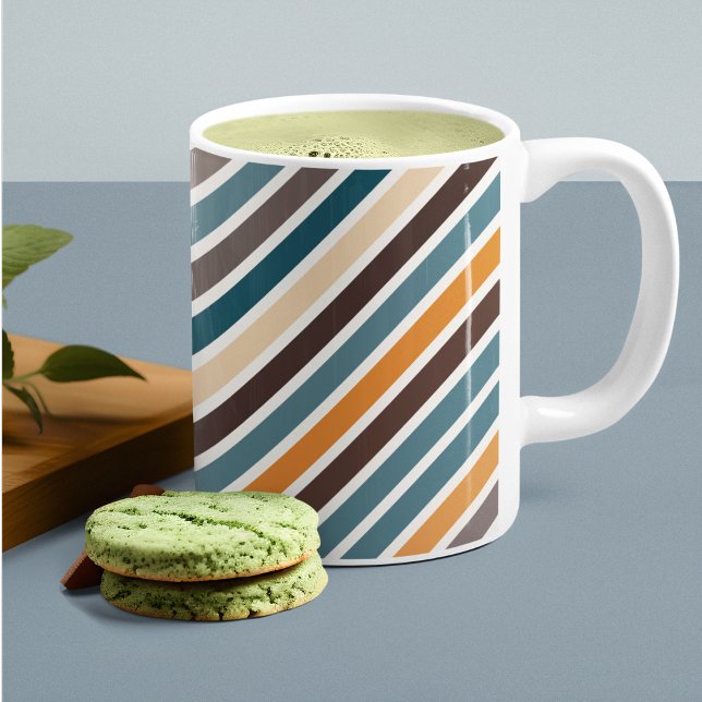 Caneca De Café Tiras de multicores diagonais (Mugs and cups)