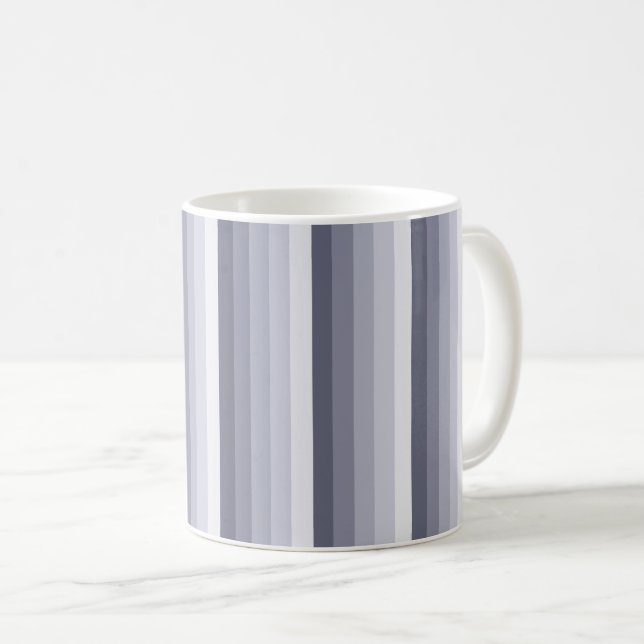 Caneca De Café Tiras de sombra cinza azul (Frente Esquerda)