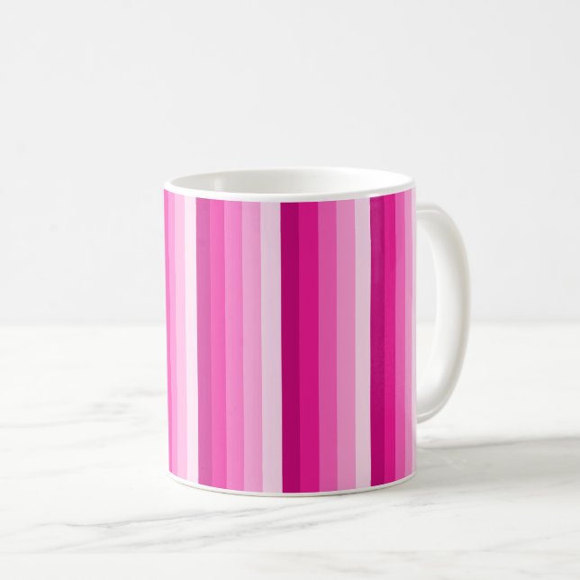 Caneca De Café Tiras de sombra rosa-quente (Frente Esquerda)