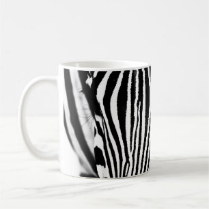 Caneca De Café Tiras de zebra abstrato preto e branco modernas