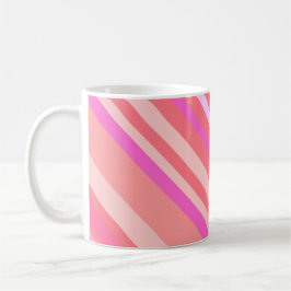Caneca De Café Tiras Diagonais Rosa Modernas