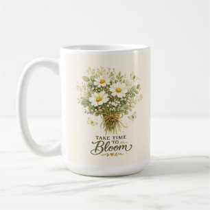 Caneca De Café Tire Tempo para Florescer   Design de Buquê
