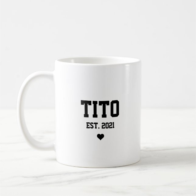 Caneca De Café Tito Tio Gravidez Anúncio Presente Café Mug (Esquerda)