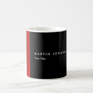 Caneca De Café Título de nome minimalista vermelho preto