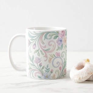 Caneca De Café Título Fantasia em Pastel: Flora em Aquarela Pinta