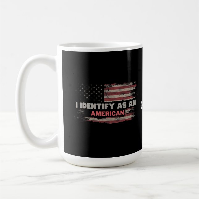 Caneca De Café Título: I Identify As American Flag Design (Esquerda)