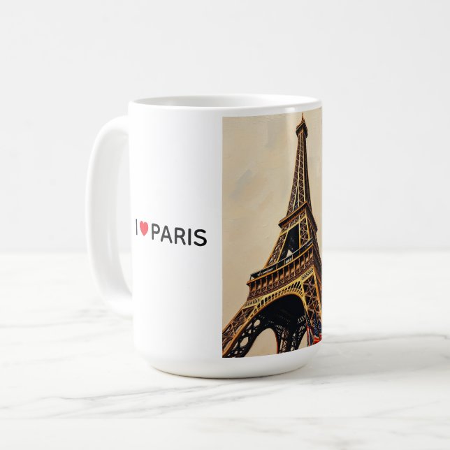 Caneca De Café Título: Silhueta Elegante da Torre Eiffel (Frente Esquerda)
