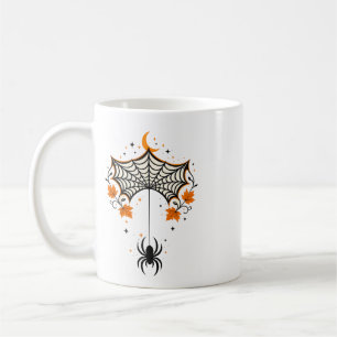 Caneca De Café TítuloTeia de Aranha Vintage & Lua Crescente Ret