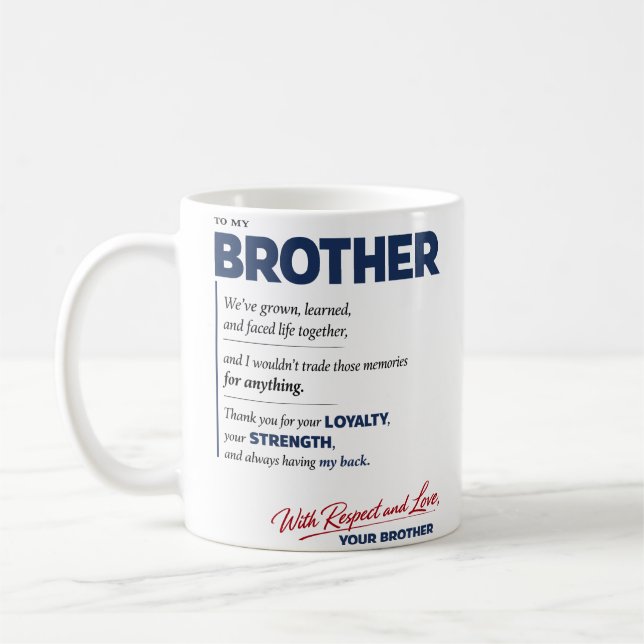 Caneca De Café To My Brother: Loyalty, Strength & Love Quote (Esquerda)