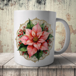 Caneca De Café Toalha de Poinsettia Vintage