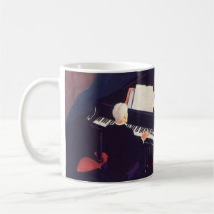 Caneca De Café Toca piano Sala de Música Art Déco Antiga Toca Pia