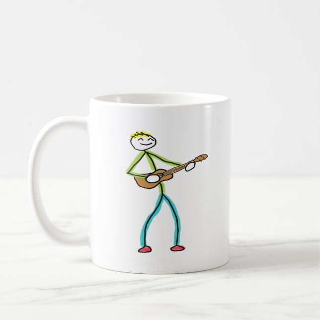 Caneca De Café Tocador de Ukulele Stickman (Esquerda)