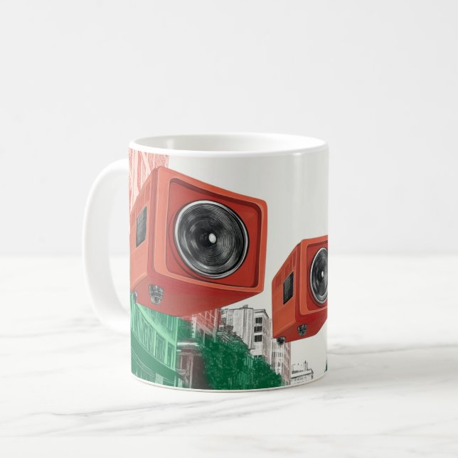 Caneca De Café Tocadores de cassete de rádio portátil estilo retr (Frente Esquerda)