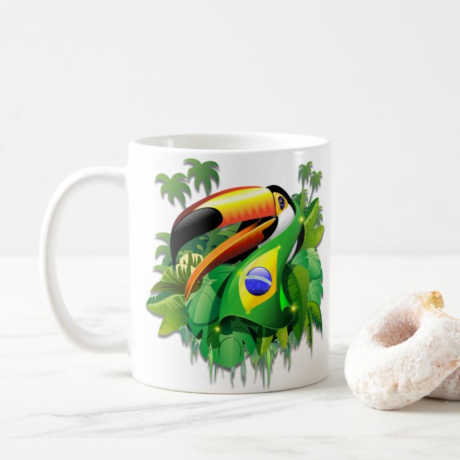 Caneca De Café Toco Toucan com bandeira do Brasil (Com Donut)
