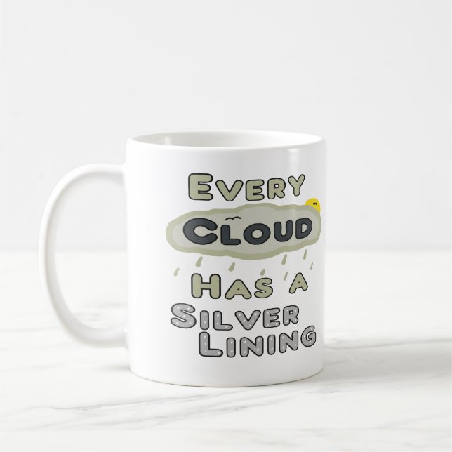 Caneca De Café Toda Nuvem Tem Uma Linhagem De Prata (Esquerda)