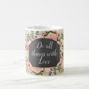 Caneca De Café Todas As Coisas Com A Colagem De Vintage Do Amor
