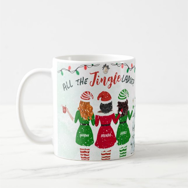 Caneca De Café Todas as Mulheres Jingle Irmãs Felizes Natal (Esquerda)