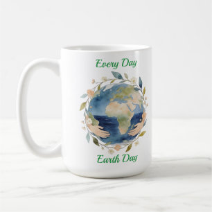Caneca De Café Todo Dia é Dia da Terra Globo Floral Com Mãos