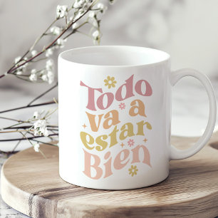 Caneca De Café "Todo Va a Estar Bien" Pastel Groovy Inspiração