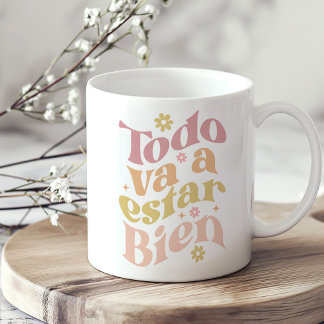 Caneca De Café "Todo Va a Estar Bien" Pastel Groovy Inspiração