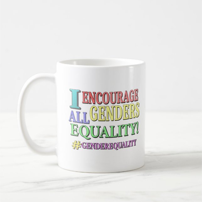 Caneca De Café "TODOS OS GÊNEROS IGUALDADE" Design. Comprar Agora (Esquerda)