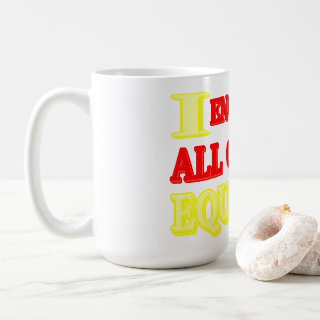 Caneca De Café "TODOS OS GÊNEROS IGUALDADE" - Design de expressão (Com Donut)