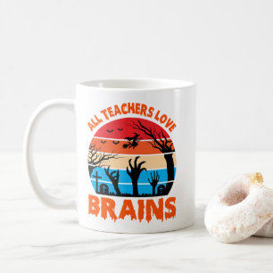 Caneca De Café Todos os Professores Amam Cérebros Halloween Assus