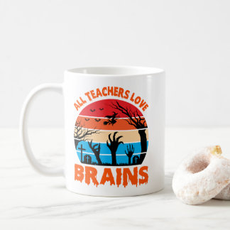 Caneca De Café Todos os Professores Amam Cérebros Halloween Assus