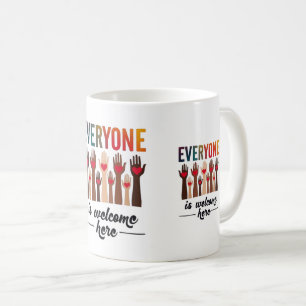 Caneca De Café Todos são bem-vindos aqui - EUA Diversidade e Unid