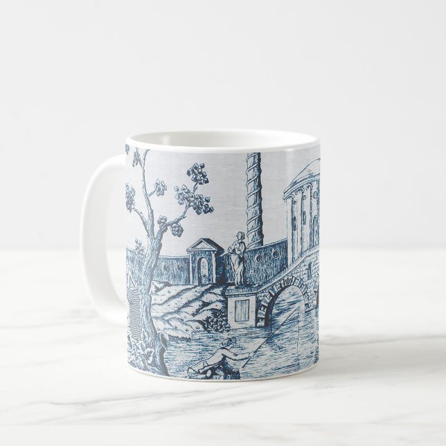 Caneca De Café Toile Azul Escuro (Frente Esquerda)