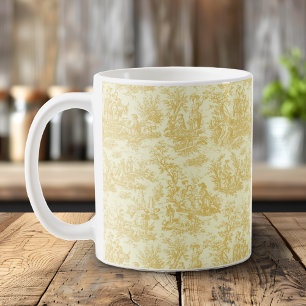 Caneca De Café Tóile de jouy amarelo Elegante