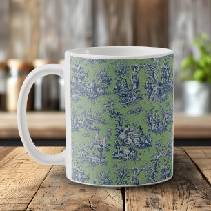 Caneca De Café Tóile de jouy azul-Elegante