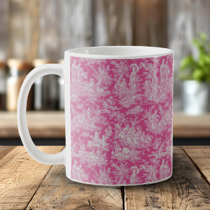 Caneca De Café Tóile de jouy, rosa-quente, elegante