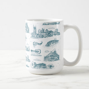 Caneca De Café Toile de Nashville Crepúsculo em Branco