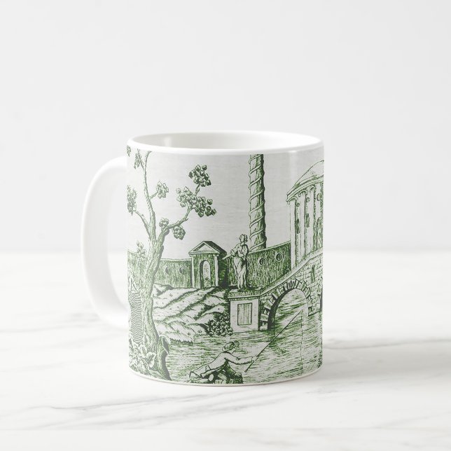 Caneca De Café Toile Verde Escuro (Frente Esquerda)