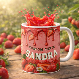 Caneca De Café Tom de festa de frutas morango rosa vermelho Retro