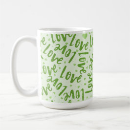 CANECA DE CAFÉ TOM DE VERDE MÃO DESENHADA AMOR DE VALENTIM