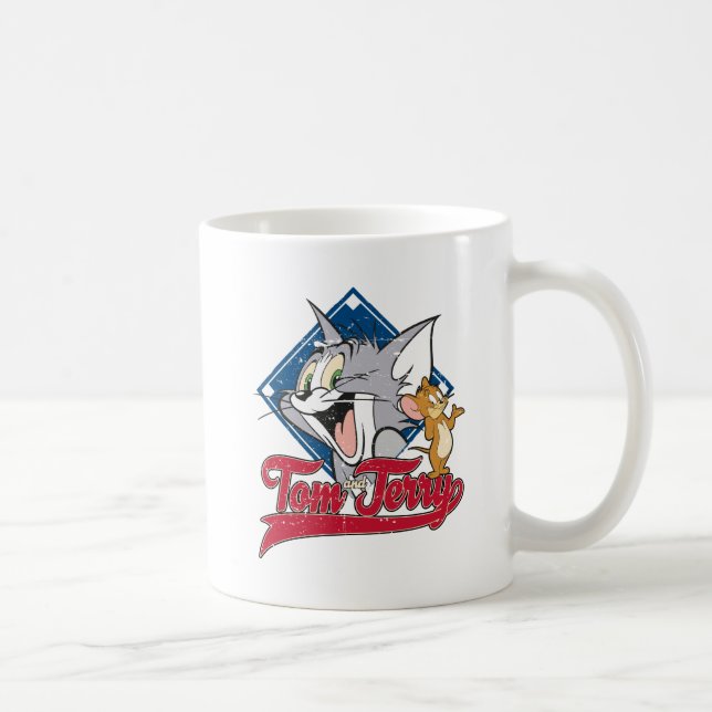 Caneca De Café Tom E Jerry | Tom E Jerry Sobre O Diamante De Base (Direita)