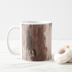 Caneca De Café Tom Terra Abstrato Ikat Rústico Pintura Neutra