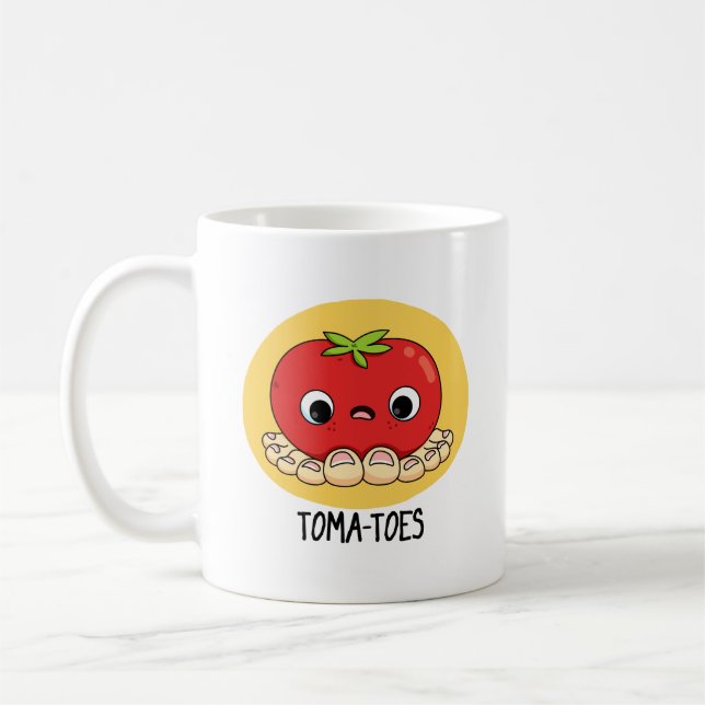 Caneca De Café Tomate Engraçado Com Toes Pun (Esquerda)