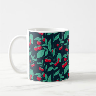 Caneca De Café Tomates de cereja em padrão nos arbustos  