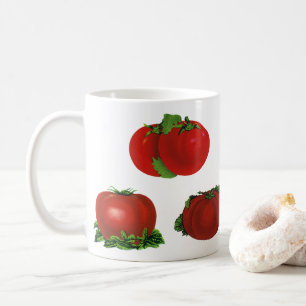 Caneca De Café Tomates Vermelhos Maduros Vintage Comida, Frutas, 