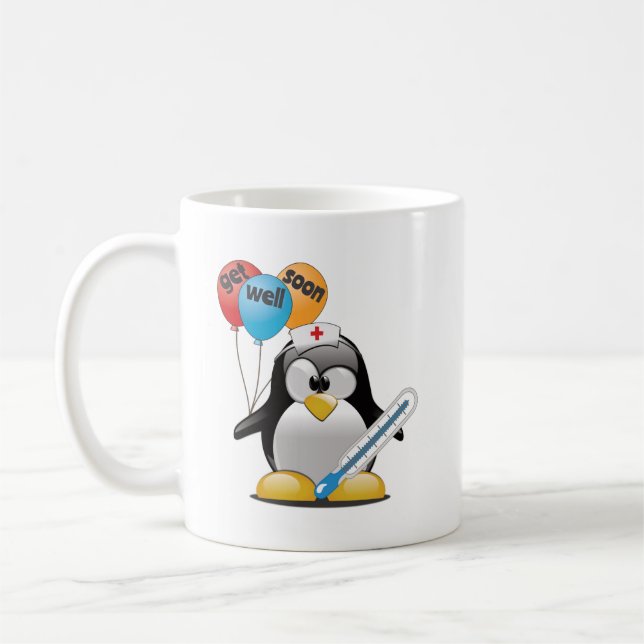 Caneca De Café Tome logo as medidas. Enfermeira Pinguim. (Esquerda)