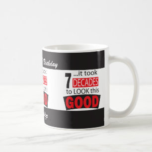 Caneca De Café Tomou 7 décadas para olhar este aniversário do 7