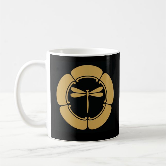 Caneca De Café Tonbo Dourado Oki com Kanji (Esquerda)