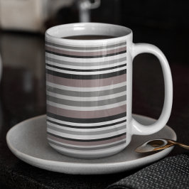 Caneca De Café Tons da Terra Elegante Padrão de Stripes da Savana